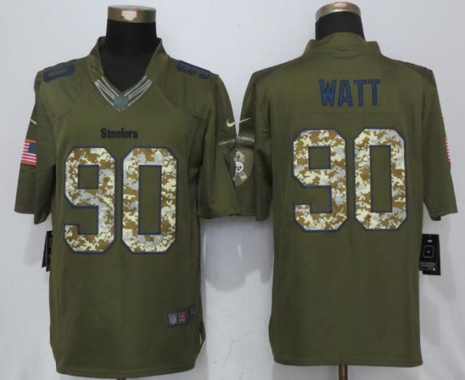 2017 NFL NEW Nike Pittsburgh Steelers #90 Watt Green Salute To Service Limited Jersey